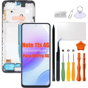 Replacement for Xiaomi Redmi Note 11s 4G | Poco M4 Pro 4G LCD Screen with Frame for Redmi note11s 2201117SG 2201117SI 2201117PG LCD Touch Screen Display Panel Digitizer Assembly with Repair kit