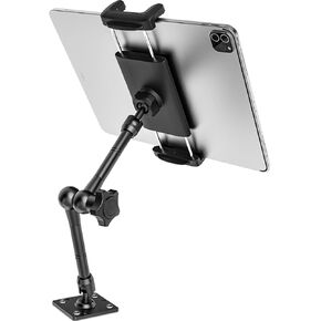 Heavy Duty Tablet Holder for Truck, Drill Base Car Tablet Holder with Metal Adjustable Arm, RV Pickup Vehicle Dashboard Mount for iPad Pro 12.9 Air Mini, Galaxy Tab, Z Fold, iPhone, 4-13"Device