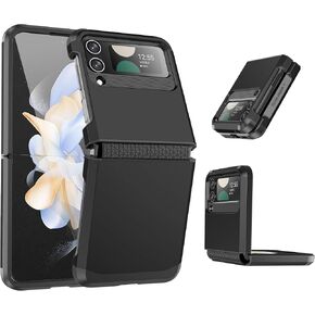 for Samsung Galaxy Z Flip 4 case,with Flexible Soft Rubber Hinge Protection,PC,TPU Two-in-one Shockproof, Anti Scratch,Rugged Full Body Protective Armour Phone case for Z Flip 4 (Dark Blue)