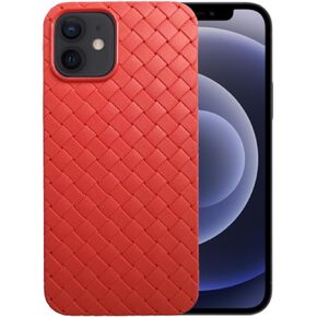 Compatible with iPhone 12 Braided Breathable Mesh Weave Grid Silicone TPU Cell Phone Mobile Basic Back Case Cover (Blue)