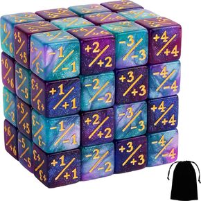 48 PCS Token Dice Counters Magic The Gathering Glitter Sparkle Dice Marble Cube D6 Dice for Loyalty CCG MTG Creature Stats Card Gaming Accessories (Turquoise&Lilac, Navy&Fuchsia)