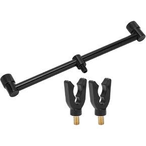 Flbirret Aluminum Alloy Fishing Rod Nut Crossbar Bracket, Fishing Rod Holder Bracket, Fishing Accessories, Black Coated, Portable, Durable, PVC & Copper Material