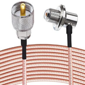 TUOLNK RG316 UHF PL259 Coax Cable, UHF Male to Right Angle SO239 Female Extension Cable, PL259 SO239 Female Elbow Coaxial Cable 16.4 ft (5M) for CB Radio, Ham Radio