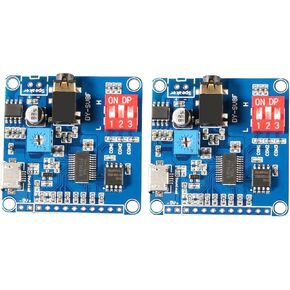 2Pcs Voice Playback Module Board MP3 Player Music Voice Board, 5W 64MBit Flash Serial Control SD/TF Card