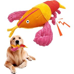 Plush Lobster Dog Squeak Toys Interactive Natural Latex Patch Toy for Small/Medium/Large Dogs Plush Chew Puppy Toys