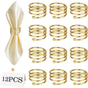 حلقات مناديل من الفولاذ المقاوم للصدأ، حوامل حلقات مناديل معدنية، حامل Yimerlen، أبازيم منديل لعشاء العائلة، الزفاف، الحفلات (أعط بطاقات شكر الاسم) حلزوني فضي 12 قطعة in Kuwait