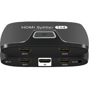 Wiistar HDMI Splitter 1 in 4 Out 4K@30Hz HDMI 1x2/4 Splitter Converter HDMI 1.4 Supports 3D Full HD 1080P for Xbox, PS4 PS3 Fire Stick Blu Ray Apple TV HDTV