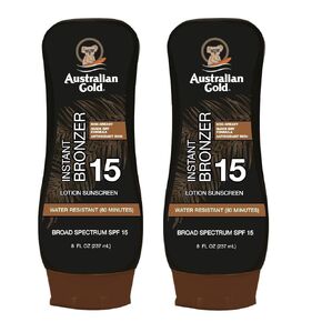 Australian Gold SPF 15 Lotion Bronzer, Twin Pack, 8 FL Oz (Pack of 2)