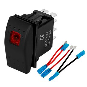 Rocker Switch 5 Pin (ON)-Off-(ON), 308-1062 Remote Start Switch Compatible with Onan for Cummins Gasoline Gensets, Lighted with Indicator Light，with 5-Pin Line