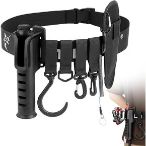 SAN LIKE Adjustable Fishing Rod Holster Waist Wading Belts for Men Nylon Wader Fishing Waist Belt with Portable Pole Inserter Wading Belts for Fly Surf Kayak Casting Spinning Fishing Gear (army green)
