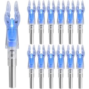 12PCS X Lighted Nocks for Arrows with .204 .233 .244 .246 Inside Diameter with H, S, GT Bushings, High-Visibility Lighted Nocks, Lighted Arrow Nocks for Archery Hunting
