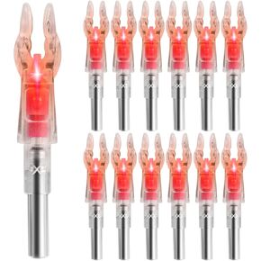 12PCS X Lighted Nocks for Arrows with .204 .233 .244 .246 Inside Diameter with H, S, GT Bushings, High-Visibility Lighted Nocks, Lighted Arrow Nocks for Archery Hunting
