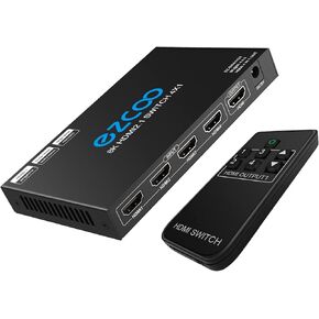 8K 60Hz HDMI 2.1 Switch 4x1 4K 120Hz 48Gbps,HDMI Switcher 4 in 1 Out,4 Port HDMI Selector,HDCP 2.3,Supports ARC,VRR,CEC,IR Remote,3D,HDR 10,Dolby Atmos