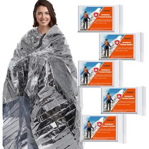 RAINPOH Emergency Mylar Thermal Blanket 82 * 64 in(10 Pack), Gigantic Space Blanket, Survival Blankets Heavy Duty Camping Gear, First Aid, Silver