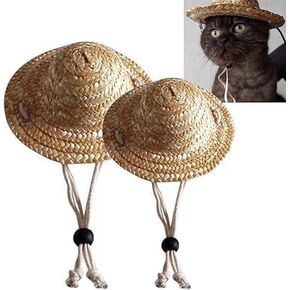 1Pc Novelty Summer Adjustable Pet Dog Outdoor Straw Hat Puppy Small Kitty Cat Sunhats Dog Hat Pet Supplies