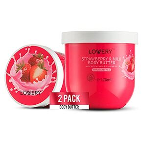 LOVERY Blueberry Milk Whipped Body Butter - 2-Pack Ultra-Hydrating Shea Butter Body Cream with Jojoba Oil and Vitamin E - Natural Skin Moisturizer for Men & Women - Normal to Dry Skin - 12 Ounces