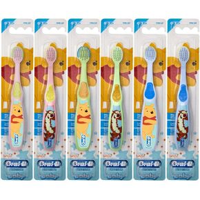 Oral-B Baby Manual Toothbrush, Pooh Characters, 0-3 Years Old, Extra Soft (Characters Vary) - Pack of 4 in Saudi Arabia