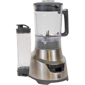 Kenmore Elite 1.3 HP 64 oz Blender With 20 oz Single-Serve Blending Cup with To-Go Lid, Grey and Stainless Steel