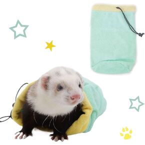 MANON ROSA Ferret Bath Towel Bag - Fast Drying Absorbent Bathrobe with Adjustable Drawstring Microfiber Towel for Small Animals Sugar Gliders Rats Hamster (Orange)