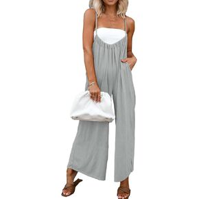 DEEP SELF Jumpsuits for Women Causal Wide Leg Overall Jumpsuit Baggy Loose Sleeveless Jumpers Comfy Stretchy Purple