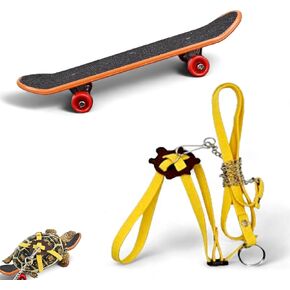 Adjustable Tortoise Leash and Funny Skateboard Set, Training Harness and Mini Skateboard for Turtle Dragon Bearded Lizard Small Pets, Pet Tortoise Toys, Accessories for Tortoises (Large)