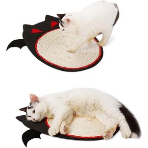 iplusmile Halloween Cat Scratch Mat, Bats Shaped Sisal Scratching Pad, 12" x 12"