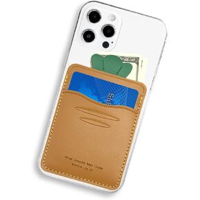 Cell Phone Wallet,Orange Leather Carrot, Secure Card Holder for iPhone, Android & Smartphones,Premium Leather,Adhesive Sleeve Pocket,Minimalist Design
