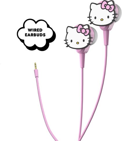 Hello Kitty 2-in-1 Wireless Bluetooth Headphones with Wired Earbuds - Foldable, Adjustable & Padded Headband, Onboard Controls, Squishy Ear Cups, Aux Cable Connectivity, Handsfree Calling in Saudi Arabia