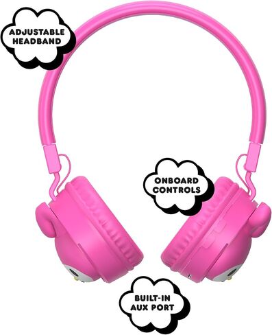 Hello Kitty 2-in-1 Wireless Bluetooth Headphones with Wired Earbuds - Foldable, Adjustable & Padded Headband, Onboard Controls, Squishy Ear Cups, Aux Cable Connectivity, Handsfree Calling in Saudi Arabia