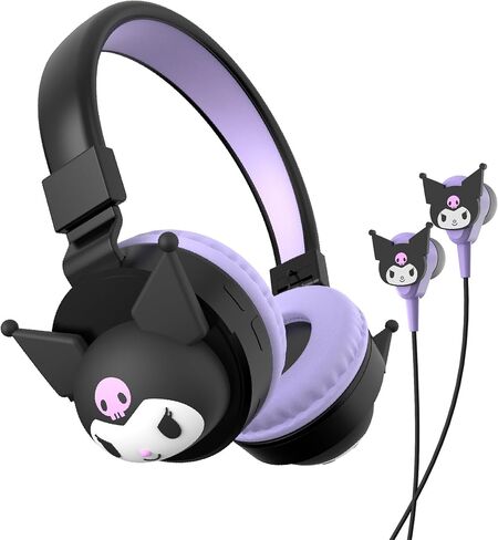 Hello Kitty 2-in-1 Wireless Bluetooth Headphones with Wired Earbuds - Foldable, Adjustable & Padded Headband, Onboard Controls, Squishy Ear Cups, Aux Cable Connectivity, Handsfree Calling in Saudi Arabia