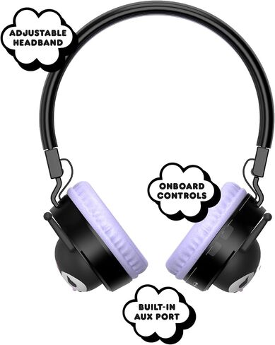 Hello Kitty 2-in-1 Wireless Bluetooth Headphones with Wired Earbuds - Foldable, Adjustable & Padded Headband, Onboard Controls, Squishy Ear Cups, Aux Cable Connectivity, Handsfree Calling in Saudi Arabia
