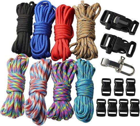 UOOOM 18 pcs Paracord Bracelet kit with Buckles Parachute Cord Outdoor Survival Rope Set DIY Manual Braiding in Saudi Arabia
