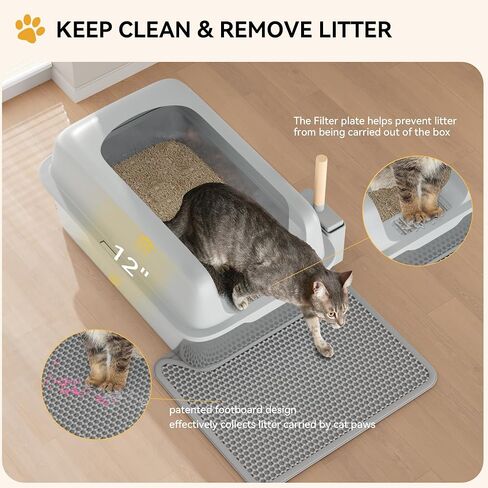 YITAHOME Stainless Steel Cat Litter Box with Lid and Scoop, Extra Large Enclosed Metal Litter Box for Large Cats with Non-Slip Bottom, Odorless, Anti-Leakage, Non-Sticky(23.6" x 15.7" x 12") in Saudi Arabia