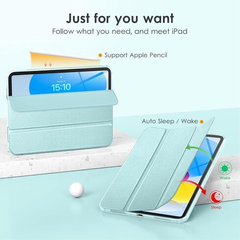 VIKESI for iPad 10th Generation Case 10.9 inch Released in 2022, Matte Slim Hard Back, Soft TPU Frame, Auto Sleep/Wake Cover for iPad 10 Gen - Sky Blue in Saudi Arabia