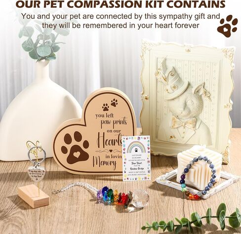 Tondiamo 5 Pieces Pet Memorial Gifts Set Rainbow Dog Memorial Gifts Bracelet Heart Shaped Dog Sympathy Gifts for Loss of Dog Cat Remembrance Bereavement Gifts, Dog Loss Keychain Poem Card in Saudi Arabia