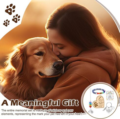 Tondiamo 5 Pieces Pet Memorial Gifts Set Rainbow Dog Memorial Gifts Bracelet Heart Shaped Dog Sympathy Gifts for Loss of Dog Cat Remembrance Bereavement Gifts, Dog Loss Keychain Poem Card in Saudi Arabia