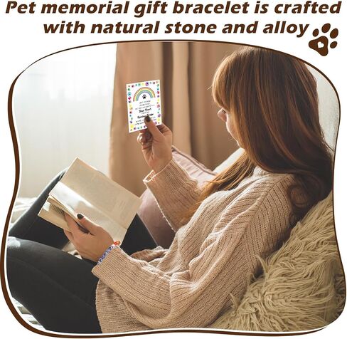 Tondiamo 5 Pieces Pet Memorial Gifts Set Rainbow Dog Memorial Gifts Bracelet Heart Shaped Dog Sympathy Gifts for Loss of Dog Cat Remembrance Bereavement Gifts, Dog Loss Keychain Poem Card in Saudi Arabia