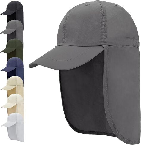 EINSKEY Unisex Baseball Sun Cap with Neck Flap, Waterproof Packable Sport Hat for Golf Garden Safari Hiking Fishing Running in Kuwait