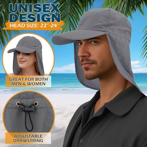 EINSKEY Unisex Baseball Sun Cap with Neck Flap, Waterproof Packable Sport Hat for Golf Garden Safari Hiking Fishing Running in Kuwait