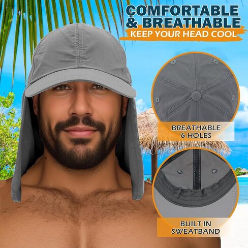 EINSKEY Unisex Baseball Sun Cap with Neck Flap, Waterproof Packable Sport Hat for Golf Garden Safari Hiking Fishing Running in Kuwait
