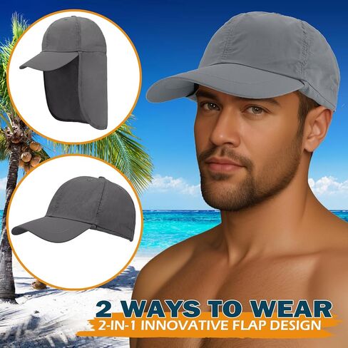 EINSKEY Unisex Baseball Sun Cap with Neck Flap, Waterproof Packable Sport Hat for Golf Garden Safari Hiking Fishing Running in Kuwait