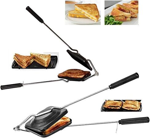 Aluminium Non-Stick Sandwich Maker Nonstick Plates Stove top Toasted Sandwich Snack Maker for Kids, (Black) in Saudi Arabia