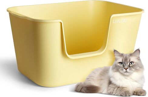 Extra Large Cat Litter Box - 25" Lx16 Wx13 H Open Top High Sided Pan, XL for Big Cats, high Wall Jumbo Litter Box, Anti-Splashing (Gray) in Kuwait