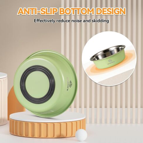 Stainless Steel Metal Dog Bowl Set of 2, Animire Nonslip Dog Water and Food Bowl, Easy to Clean, Each Holds 3.8 Cup in Saudi Arabia