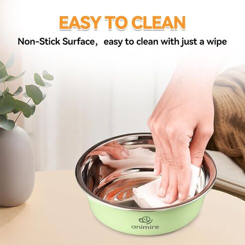 Stainless Steel Metal Dog Bowl Set of 2, Animire Nonslip Dog Water and Food Bowl, Easy to Clean, Each Holds 3.8 Cup in Saudi Arabia