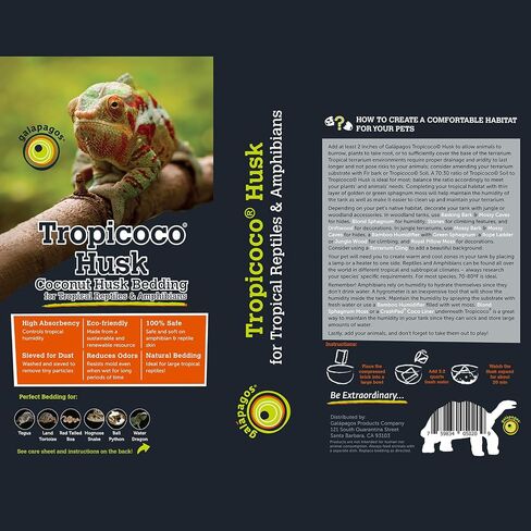Galápagos (05020) فراش Tropicoco® Husk للزواحف والبرمائيات ومرابي حيوانات عالي الامتصاص وصديق للبيئة وخالي من الغبار مثالي لتنينات الماء والسلاحف والثعابين والمزيد، طوب مضغوط 8QT in Saudi Arabia