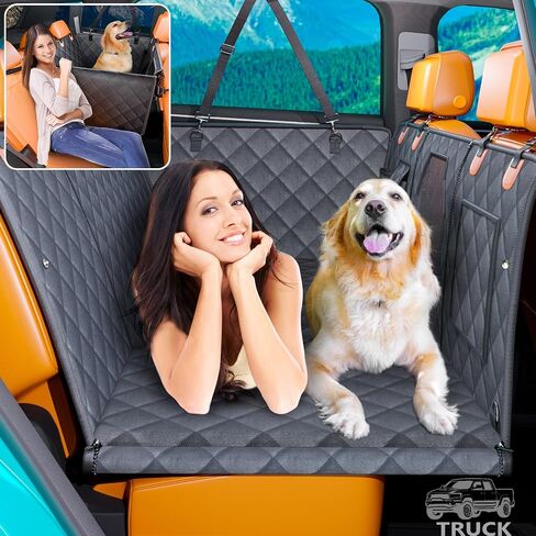 Convertible Back Seat Extender for Dogs, Foldable 400lbs Hard Bottom Dog Car Seat Cover for Back Seat, Waterproof Dog Hammock Bed Backseat Cover for Dogs in Car SUV Truck Pet Seat Cover Black M in Saudi Arabia