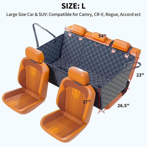 Convertible Back Seat Extender for Dogs, Foldable 400lbs Hard Bottom Dog Car Seat Cover for Back Seat, Waterproof Dog Hammock Bed Backseat Cover for Dogs in Car SUV Truck Pet Seat Cover Black M in Saudi Arabia