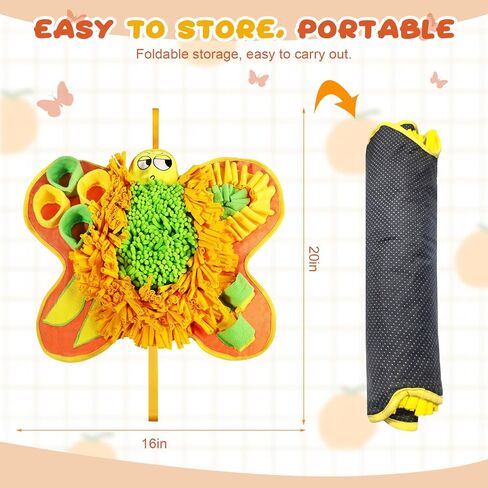 بساط الشم NPET FM10، بساط الشم التفاعلي للكلاب التي تأكل ببطء وتبقي مشغولة، ألعاب حفر الكلاب القابلة للتعديل تشجع مهارات البحث عن الطعام الطبيعية والتحفيز العقلي (شكل فراشة، 16 * 20 بوصة) in Kuwait