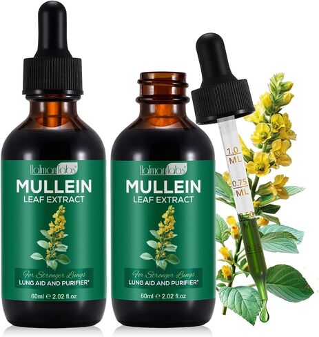 Mullein Leaf Extract for Lungs, Mullein Drops for Lungs, Support Lung Cleanse, Respiratory Function for Healthy Breathing Cleanse, Improvement in Pulmonary Function, Natural & Safe Supplement（1 PC） in Saudi Arabia
